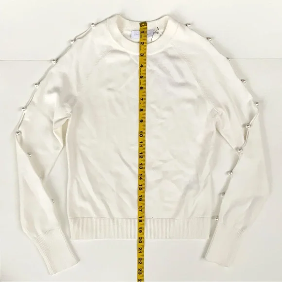Jonathan Simkhai NWT Geneva Compact Ribbed Pearl Long Sleeve Ivory Top Size XS - Picture 7 of 10